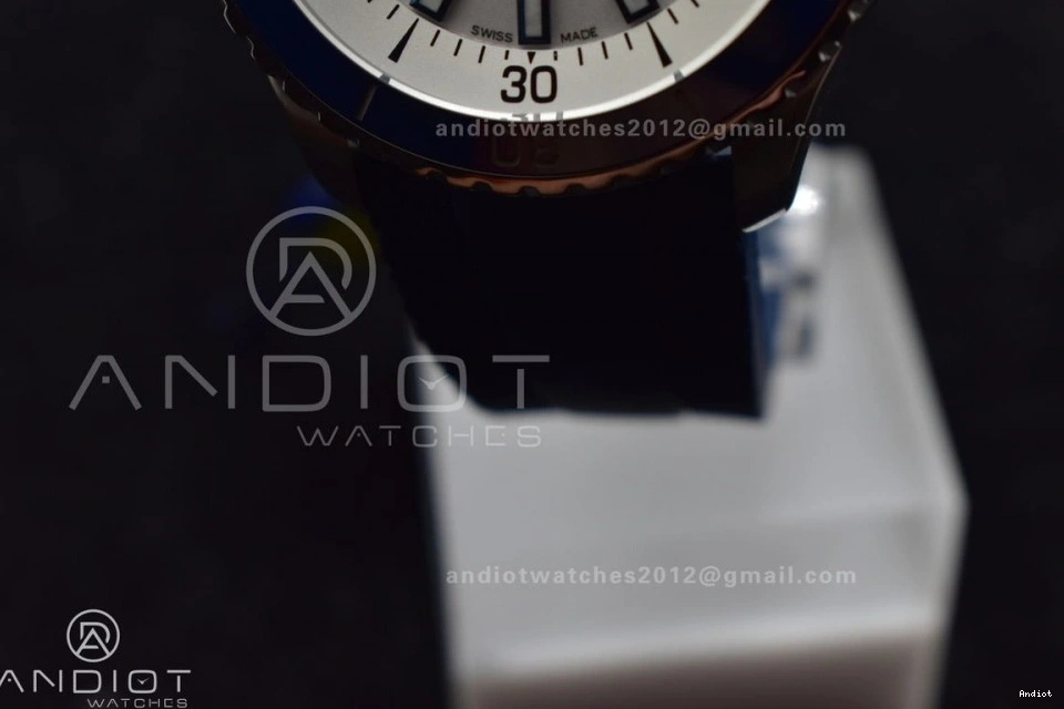 1:1 White Dial A2824 BLSF SS Automatic Strap SuperOcean Edition on 42 Blue Rubber Best 0423